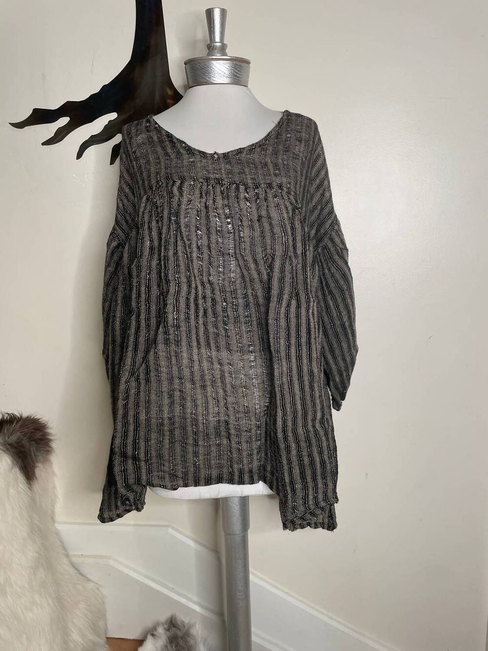 NEW PAPERLACE women's stripes tunic in black